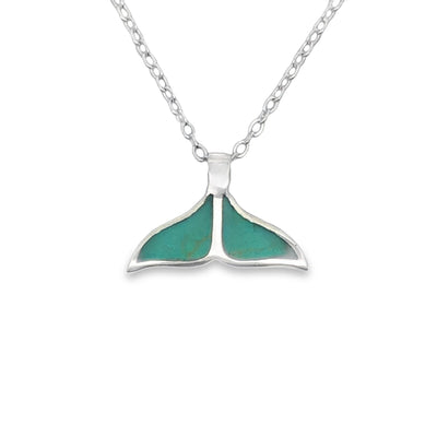 Onatah Sterling Silver Small Whale Tail Turquoise Pendant