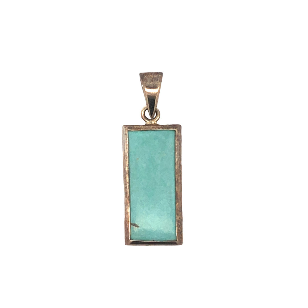 Sterling Silver Rectangle Shaped Narooma Turquoise Handmade Bezel Set Pendant