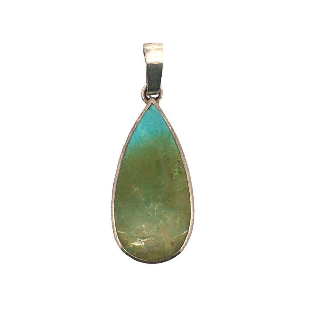 Sterling Silver Narooma Turquoise Handmade Bezel Set Pendant 10.20Ct Colour Light Blue With Green Gradient.