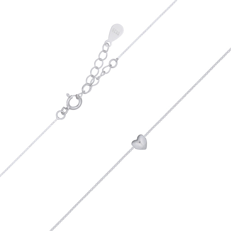 Onatah Sterling Silver Slider Puff Heart Pendant On A Box Chain 42Cm With 5 Cm Ext.