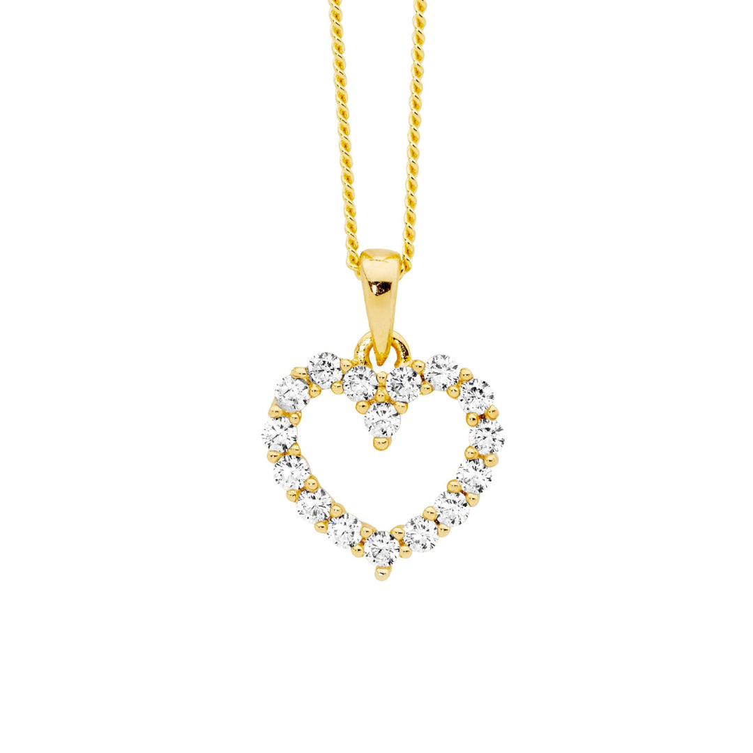 Sterling Silver Gold Plated 11mm Open Heart Pendant