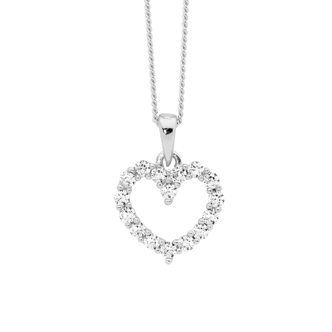 Sterling Silver 11mm Open Heart Pendant
