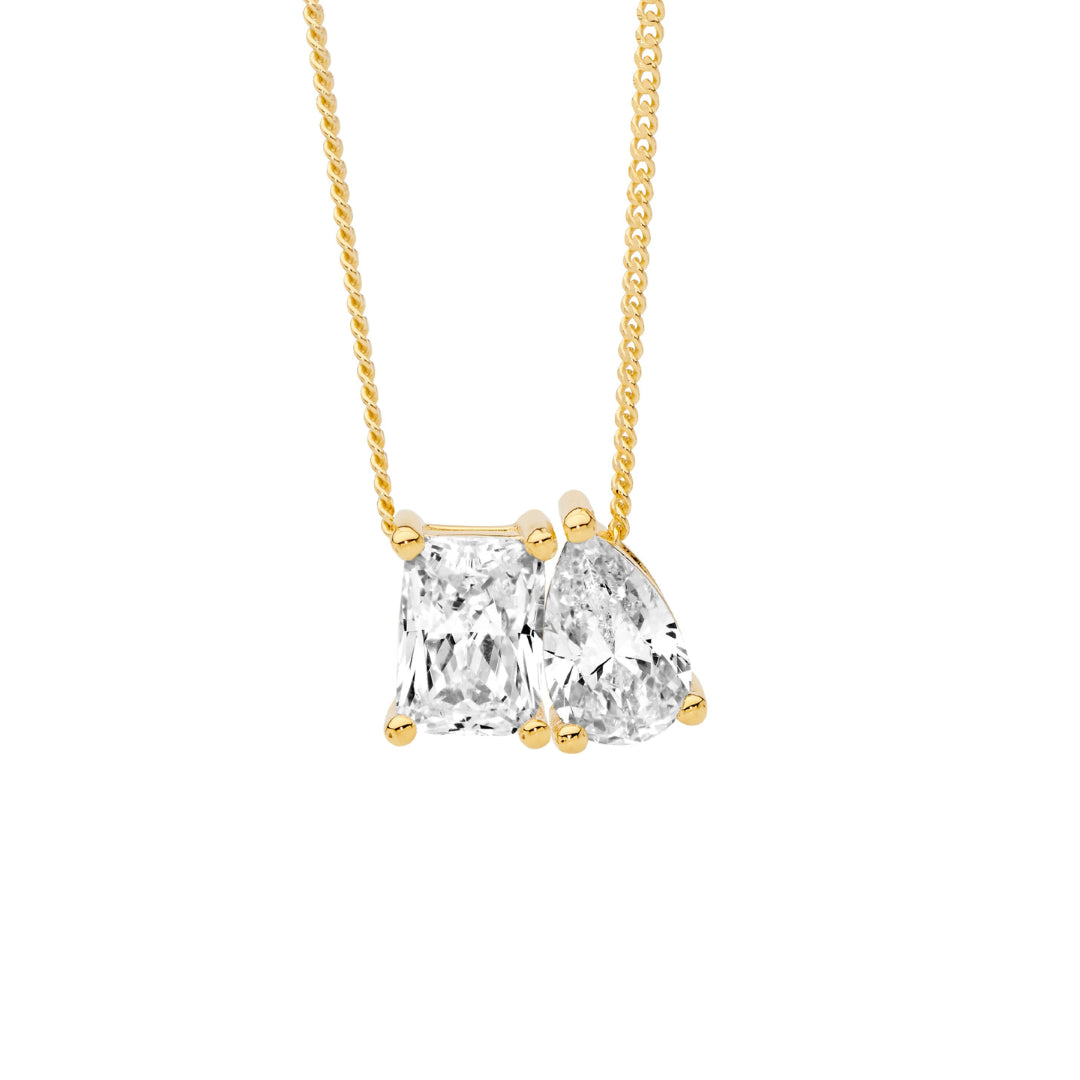 Sterling Silver Gold Plated Emerald & Pear Shape Pendant