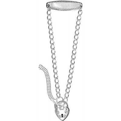 16Cm Sterling Silver Chain Baby ID Padlock Bracelet
