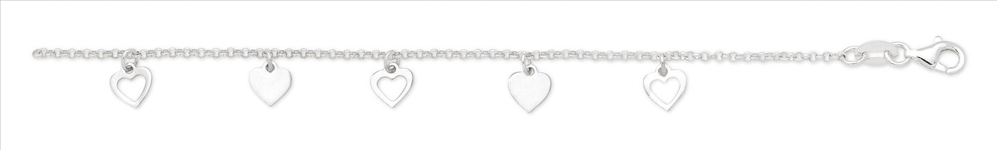 Sterling Silver Hearts Anklet