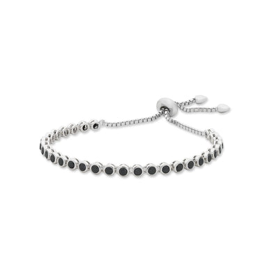 Sterling Silver Black Cz Bezel Set Tennis Bracelet