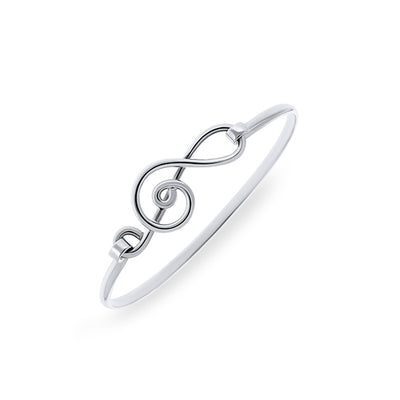 Silver Solid Treble Clef Bangle