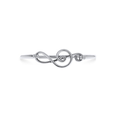 Silver Solid Treble Clef Bangle