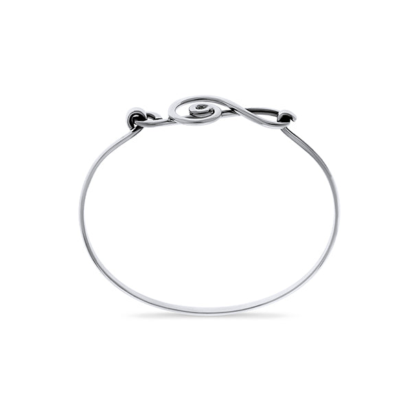 Silver Solid Treble Clef Bangle