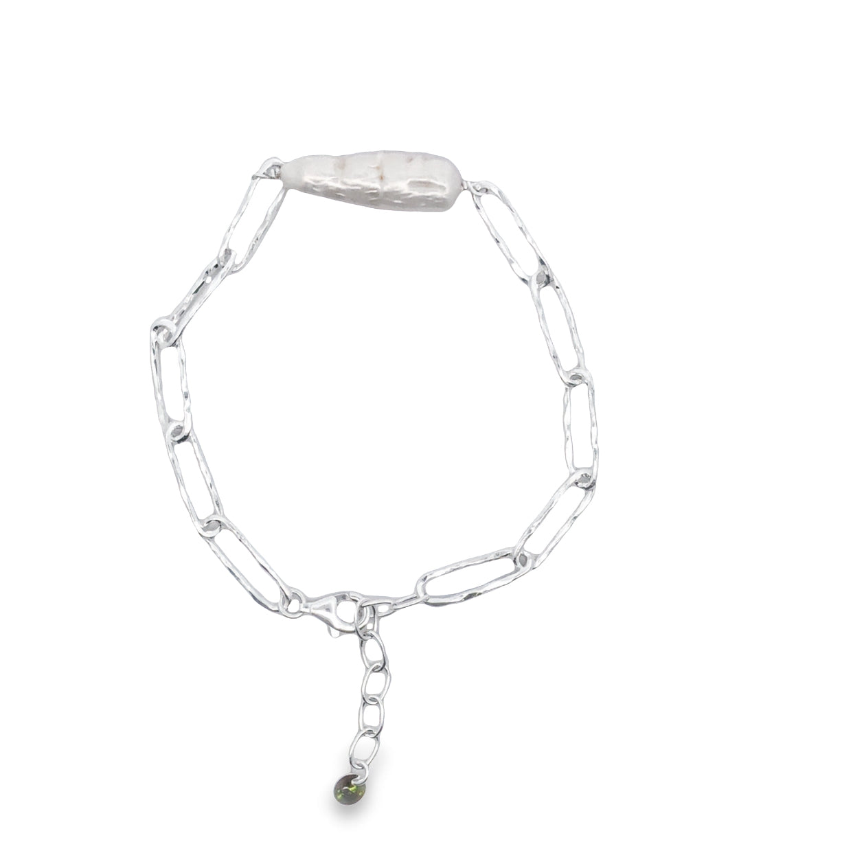 Sterling Silver Pearl Bracelet With Silver Links