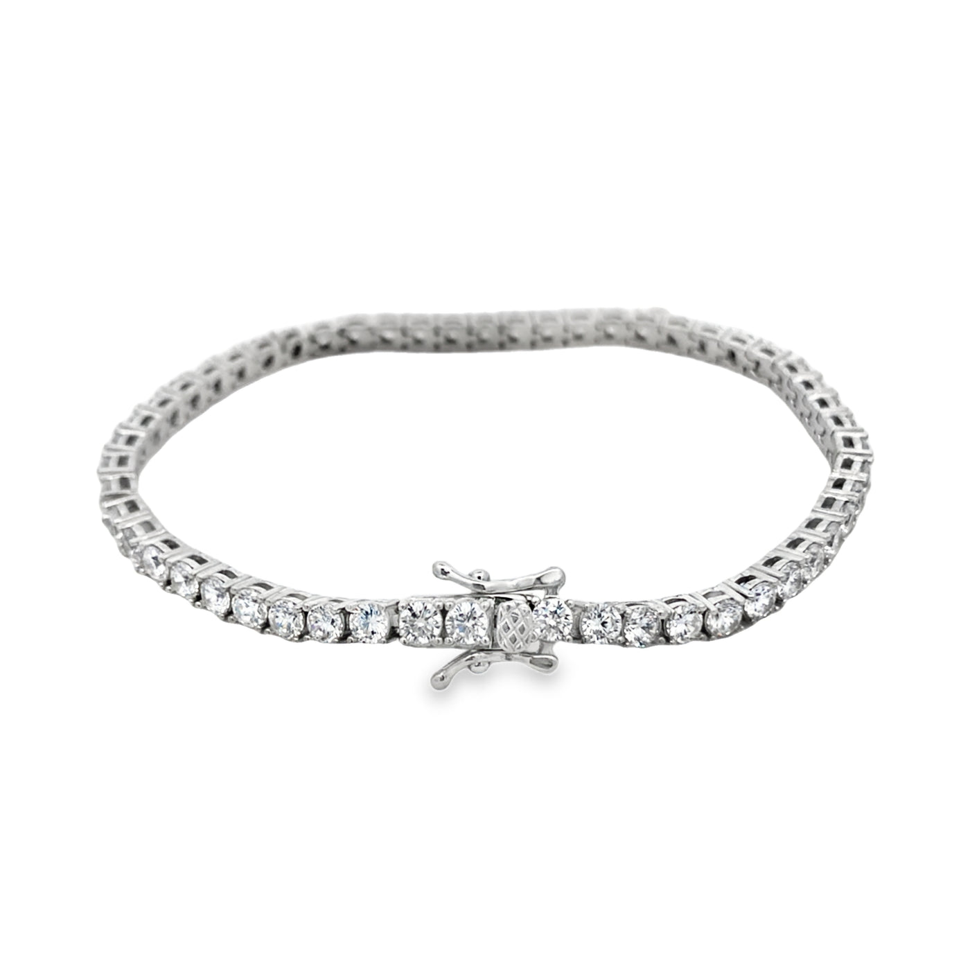 Lustra Sterling Silver Rhodium Plated 3Mm Cz Tennis Bracelet 19Cm