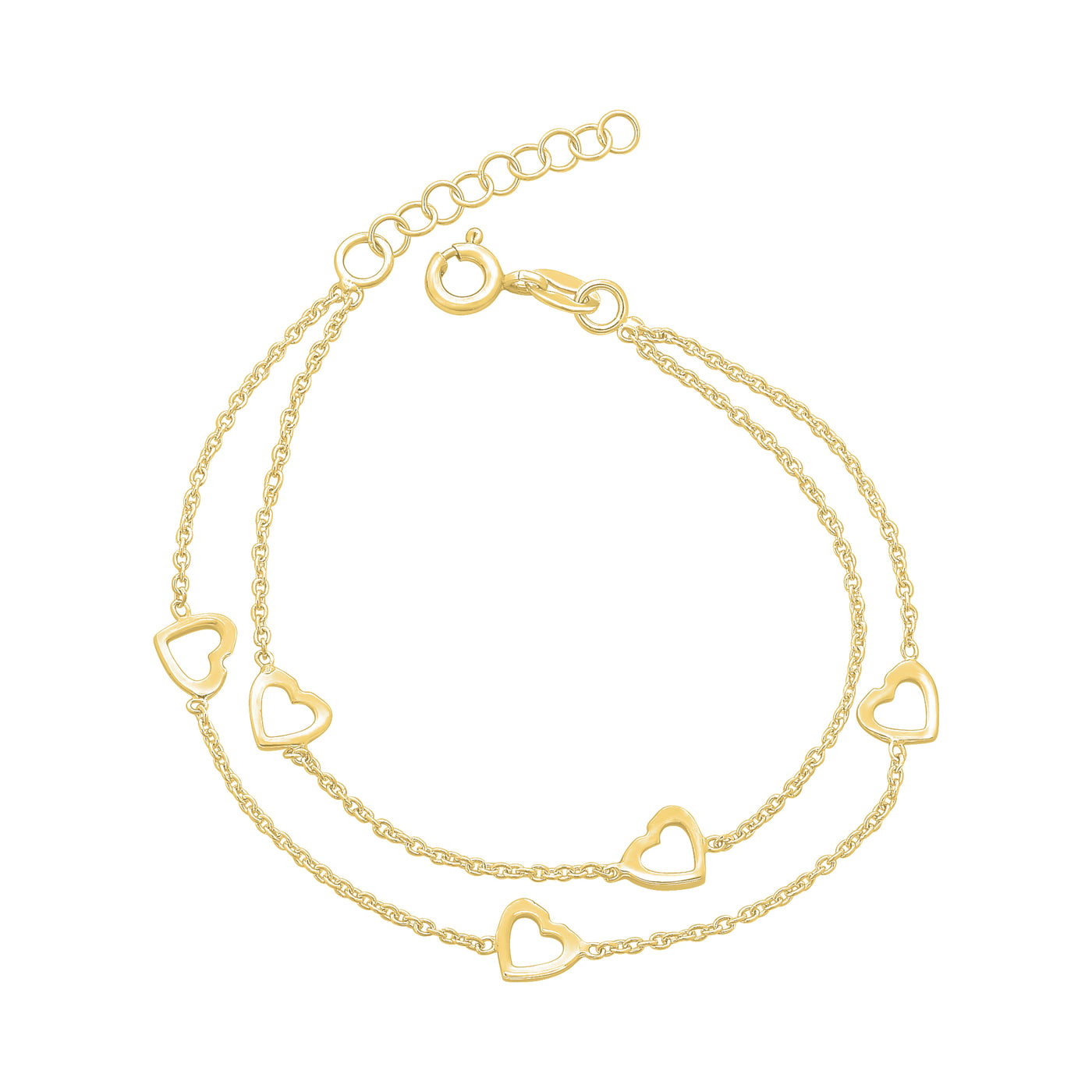 Gold-Plated Sterling Silver Heart Bracelet