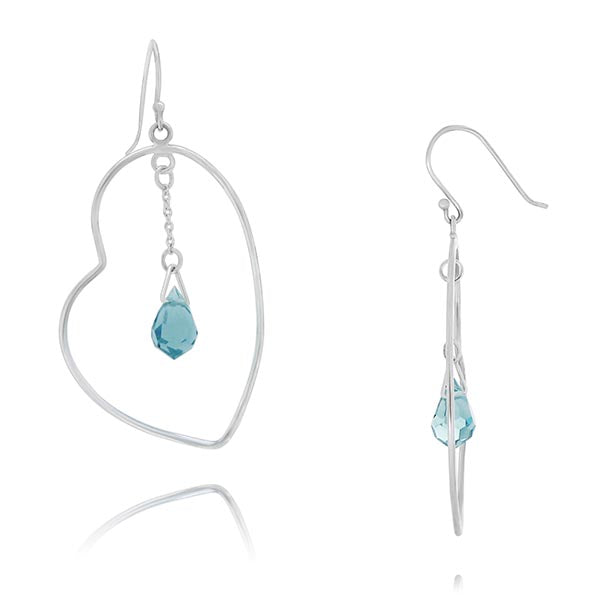 Sterling Silver Drop Earring With Blue Crystal