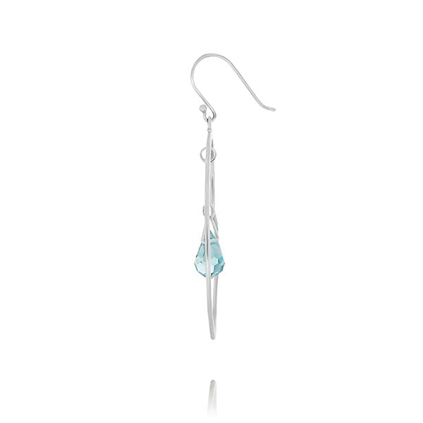 Sterling Silver Drop Earring With Blue Crystal