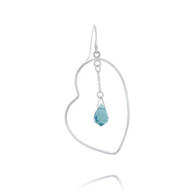 Sterling Silver Drop Earring With Blue Crystal