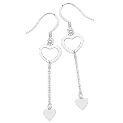 Sterling Silver Heart Drop Earrings