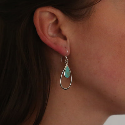 Silver Drop Turquoise Earring