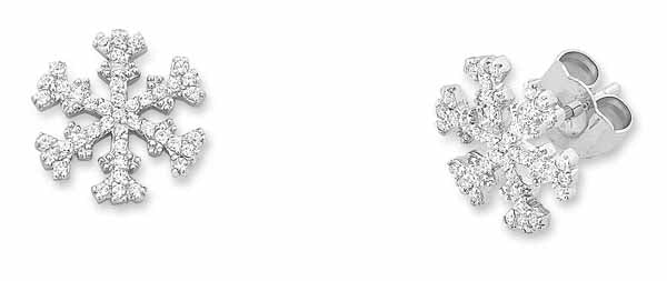 Sterling Silver Cubic Zirconia Snowflake Stud Earrings