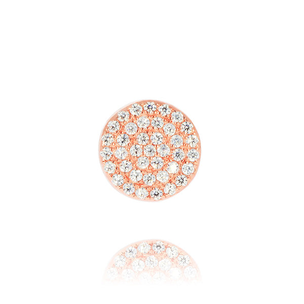 Lustra Sterling Silver Rose Gold Plated Pave Circle Cz Stud Earrings