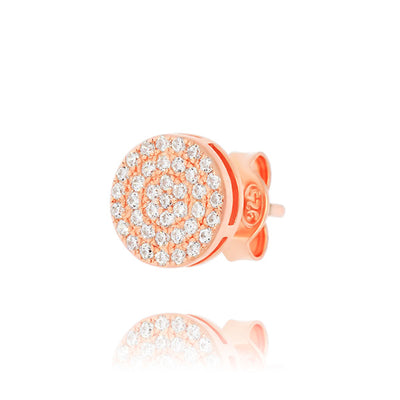 Lustra Sterling Silver Rose Gold Plated Pave Circle Cz Stud Earrings