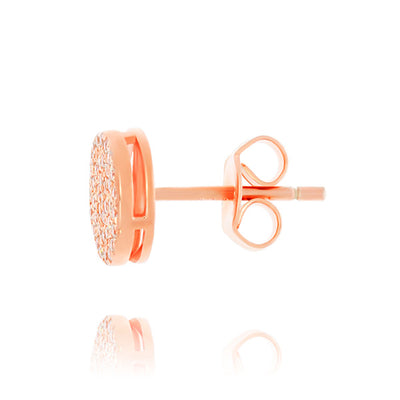 Lustra Sterling Silver Rose Gold Plated Pave Circle Cz Stud Earrings
