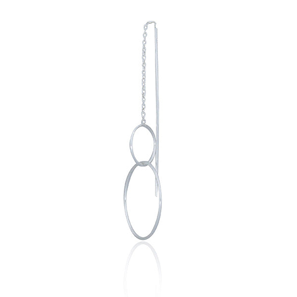 Silver Big Circle, Small Circle Thread Earrings