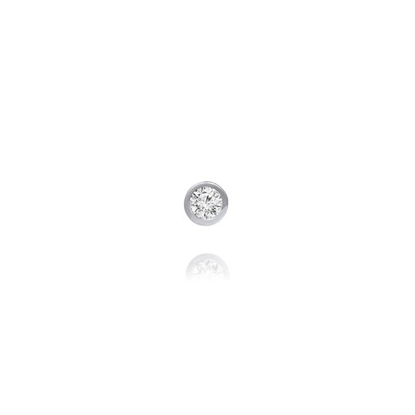 Sterling Silver Rhodium Plated 5Mm Round Bezel Set Studs