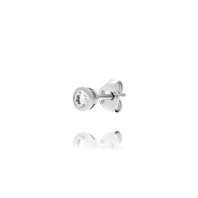 Sterling Silver Rhodium Plated 5Mm Round Bezel Set Studs