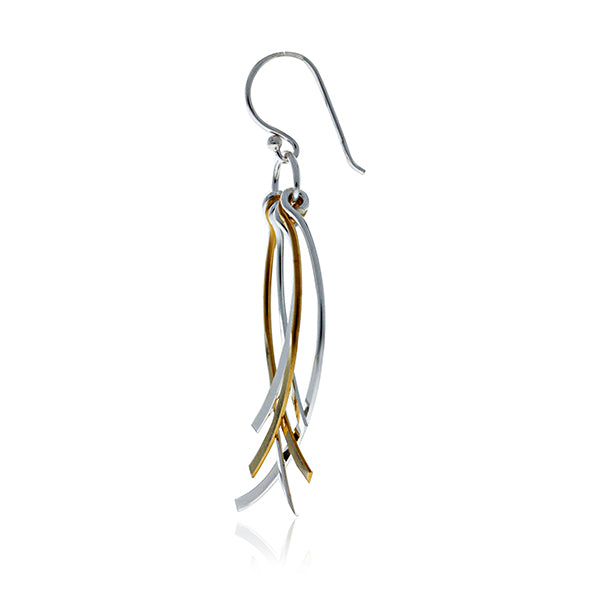 Silver And Yellow Gold Plated Multi Wire Drop Earrings