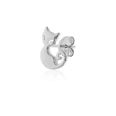 Sterling Silver Medium Cat Stud Earrings