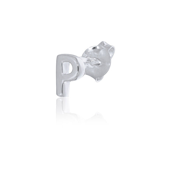 Mojo Silver Single Initial P Stud Earring