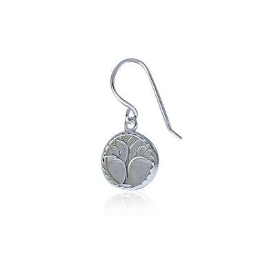 Sterling Silver Tree Of Life With Mother Of Pearl Drop Shephook Earrings