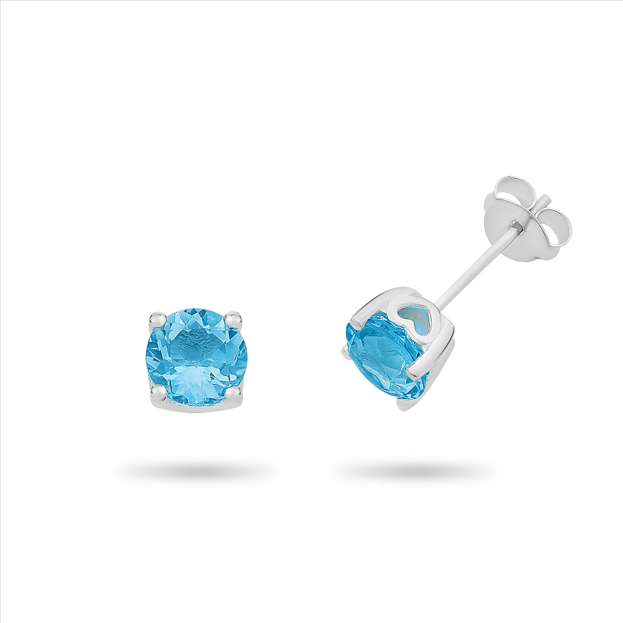 Silver Blue Topaz Stud Earrings