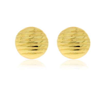 Yellow Gold Plated Round Flat Lined Studs