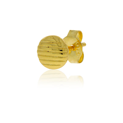 Yellow Gold Plated Round Flat Lined Studs