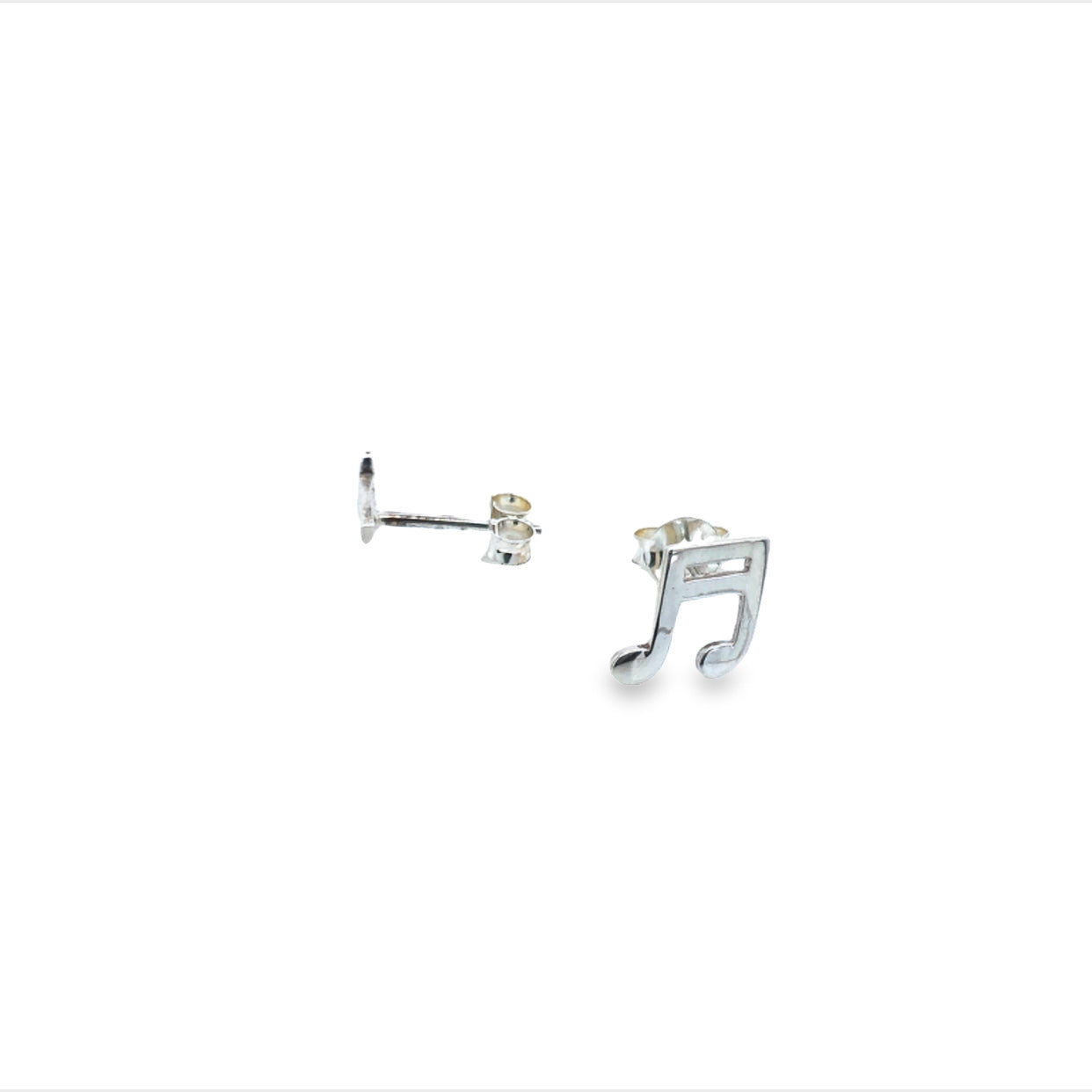 Silver Mismatched Music Notes Stud Earrings