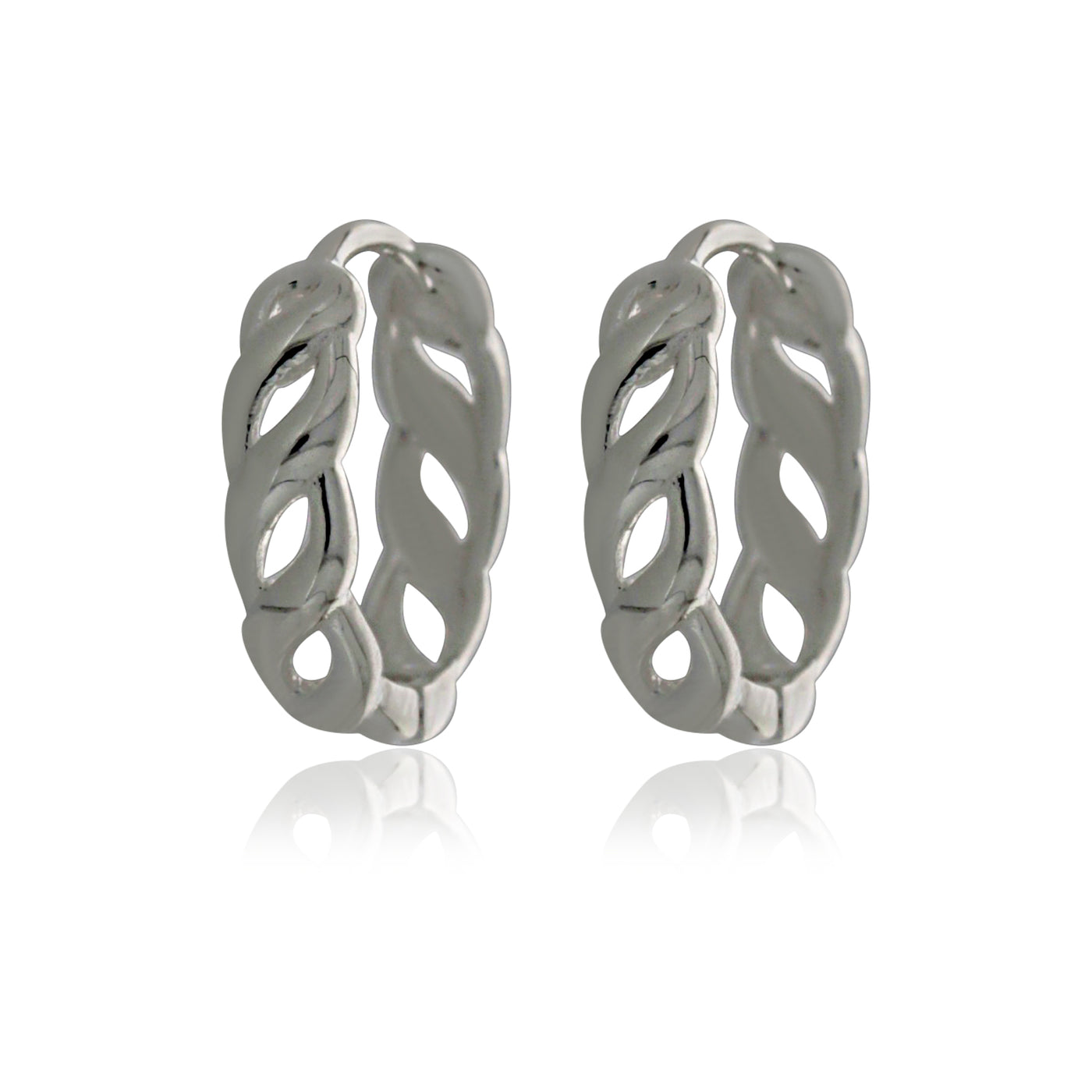 Silver Medium Open Twist Huggie Earrings