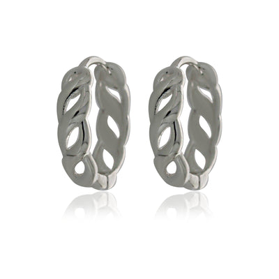 Silver Medium Open Twist Huggie Earrings