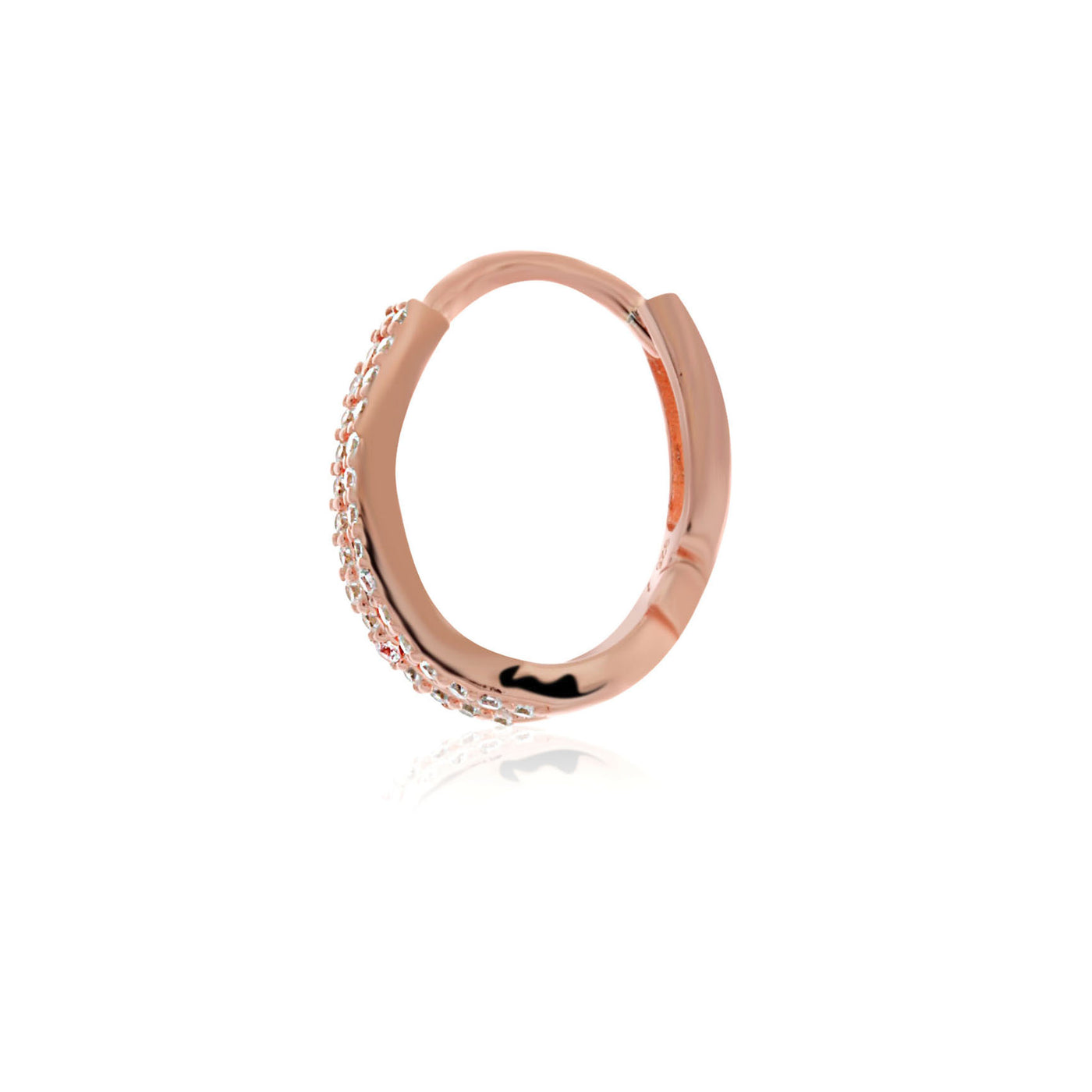 Rose Gold Plated Split Hoop Cz Set Huggie Earrings