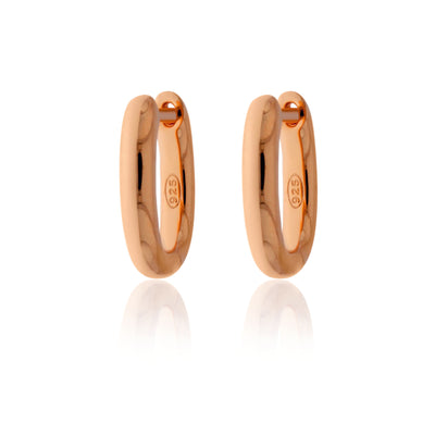 Rose Gold Plated Squared Oval/Half Round Huggies