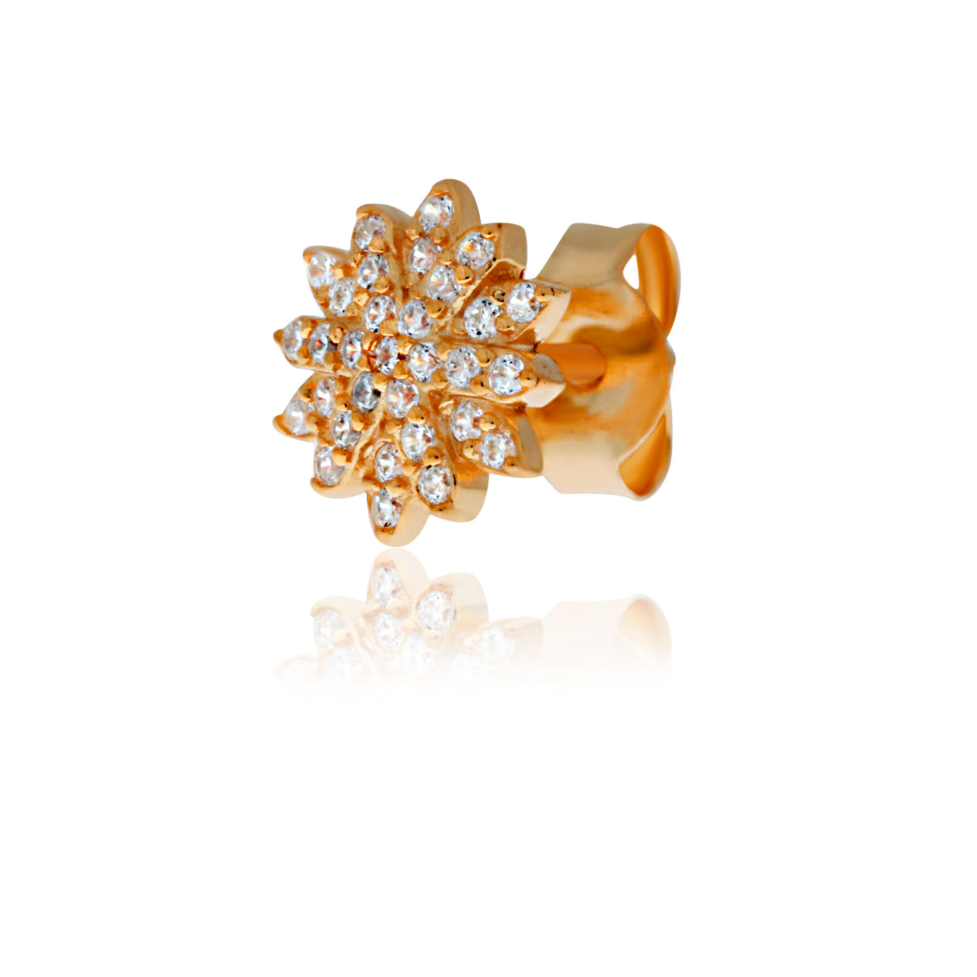 Rose Gold Plated Cz Set Flower Cluster Studs