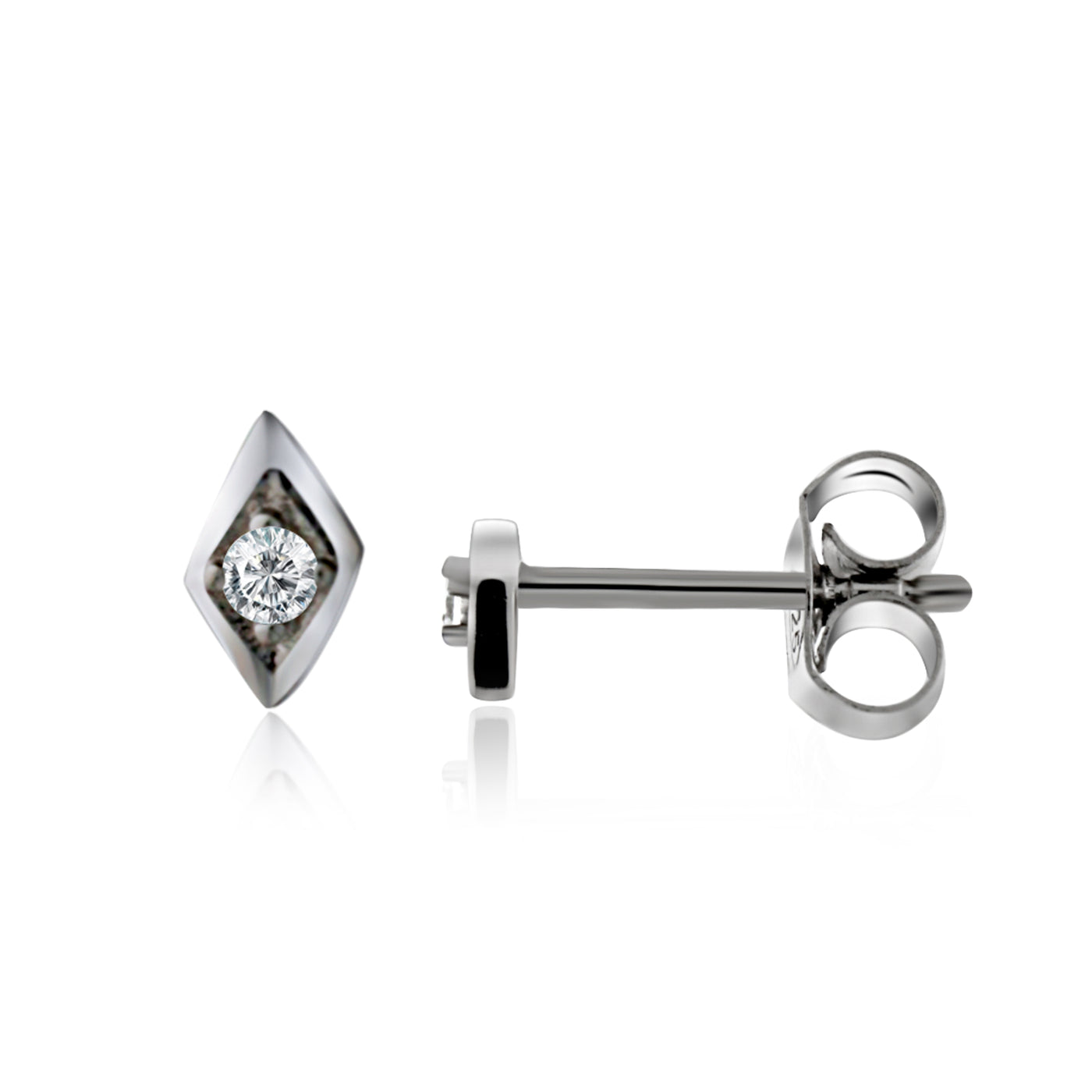 Silver Diamond Shaped Cz Set Studs