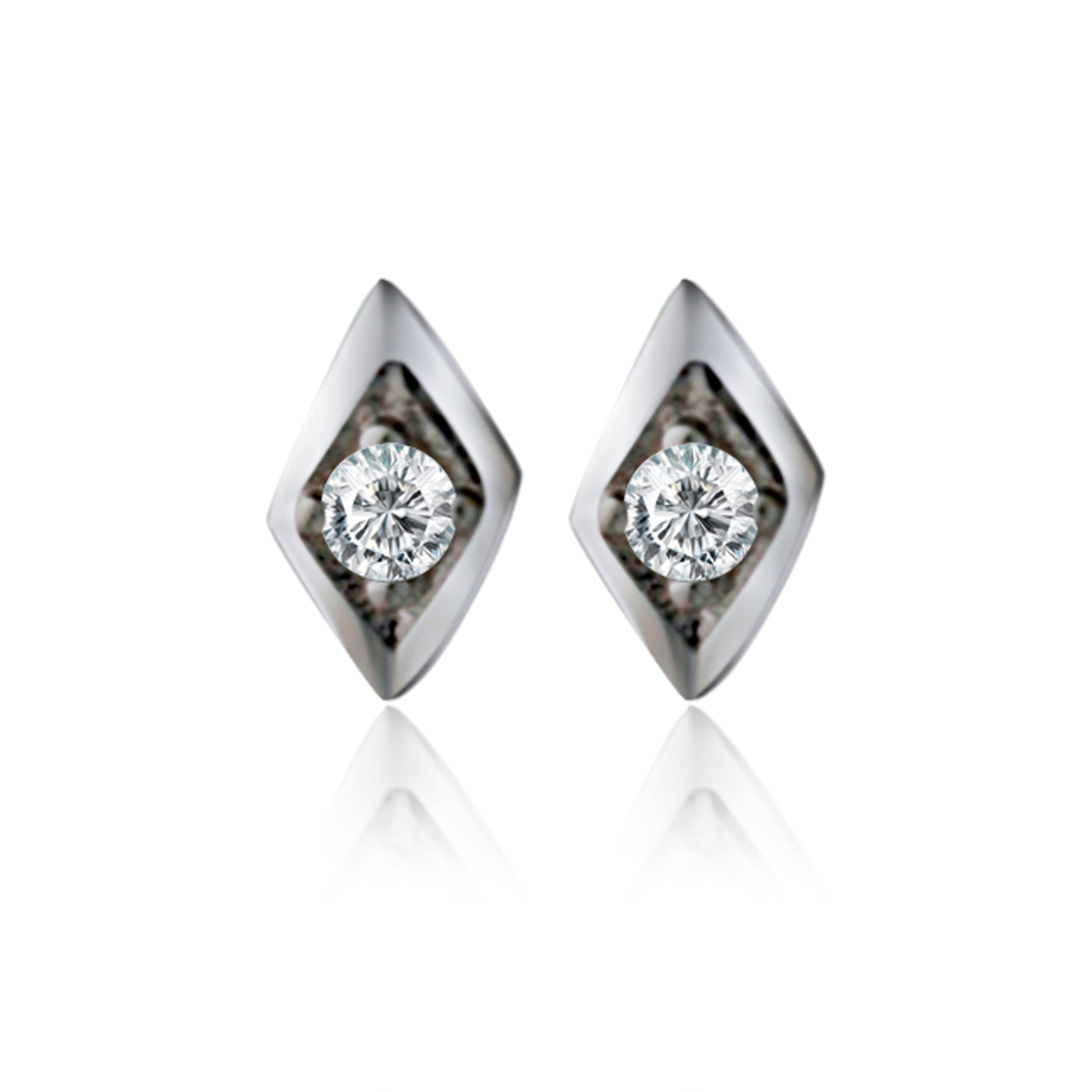 Silver Diamond Shaped Cz Set Studs