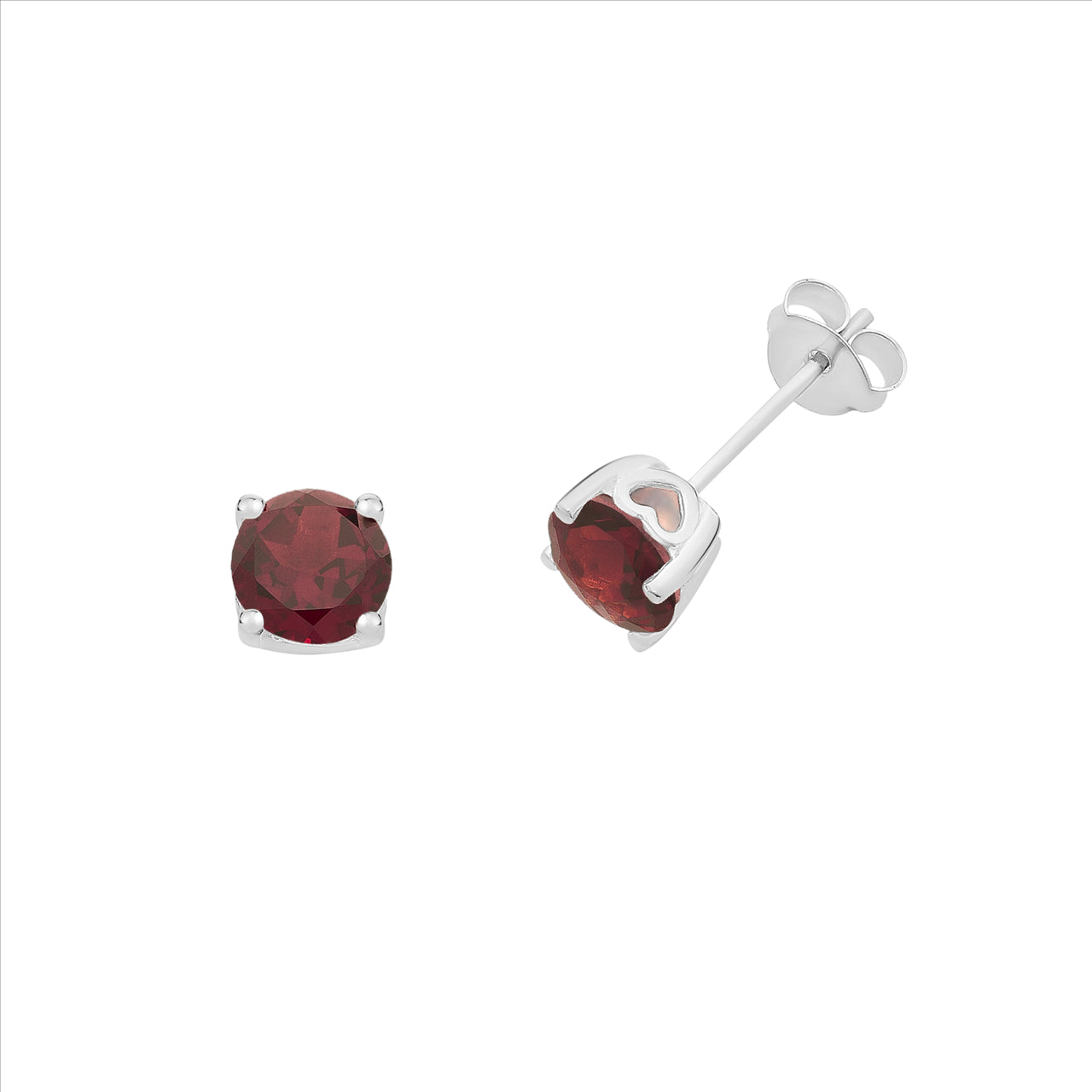 Sterling Silver Garnet Stud Earrings