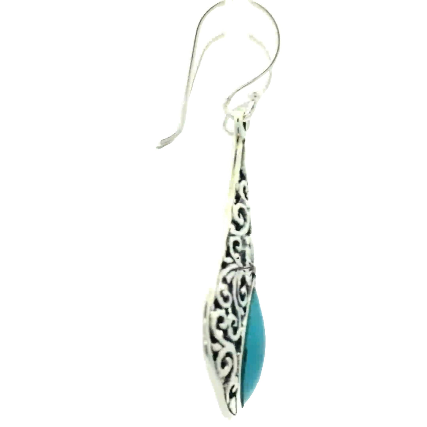 Onatah Sterling Silver Filigree Drop Earrings With Turquoise