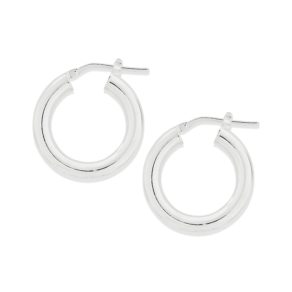 Sterling Silver Italian Plain Hoop Earrings