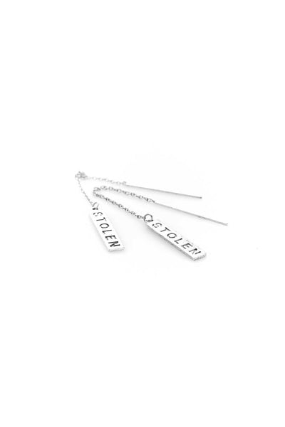 Silver Falling Bar Earrings - Stolen Girlfriends Club