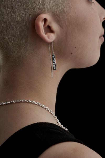 Silver Falling Bar Earrings - Stolen Girlfriends Club