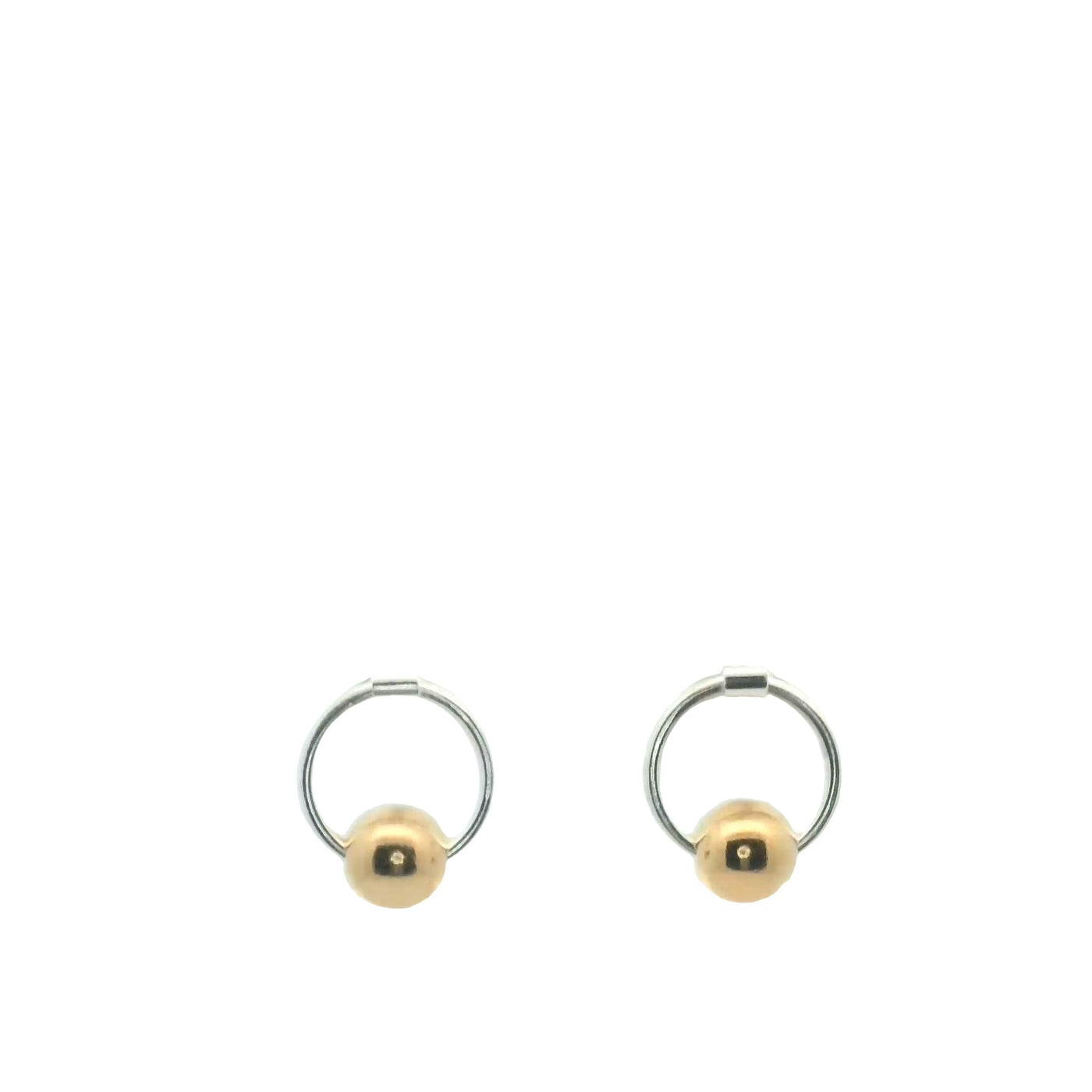 Onatah Sterling Silver Circle With Yellow Gold Plated Ball Stud Earrings