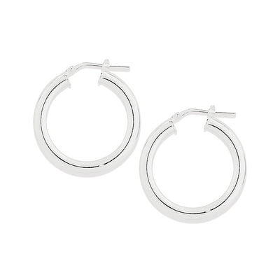 Sterling Silver Italian Plain Hoop Earrings